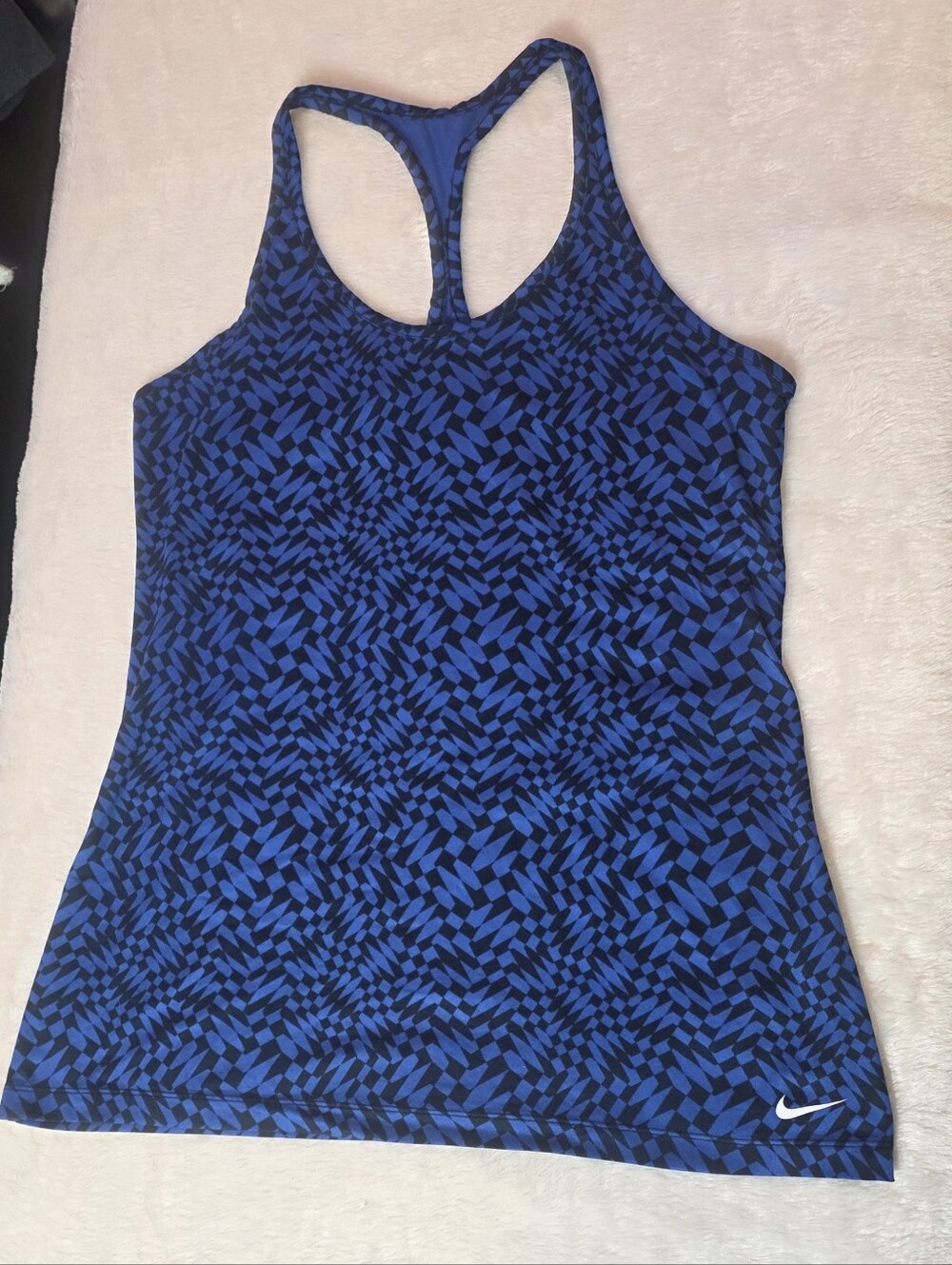 Nike Blue Geometric Racerback Tank Top
